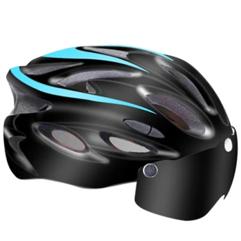 

Bike Helmet LED Light Detachable Eye Shield Goggles Bicycle Helmet Men Women for MTB Road Bike