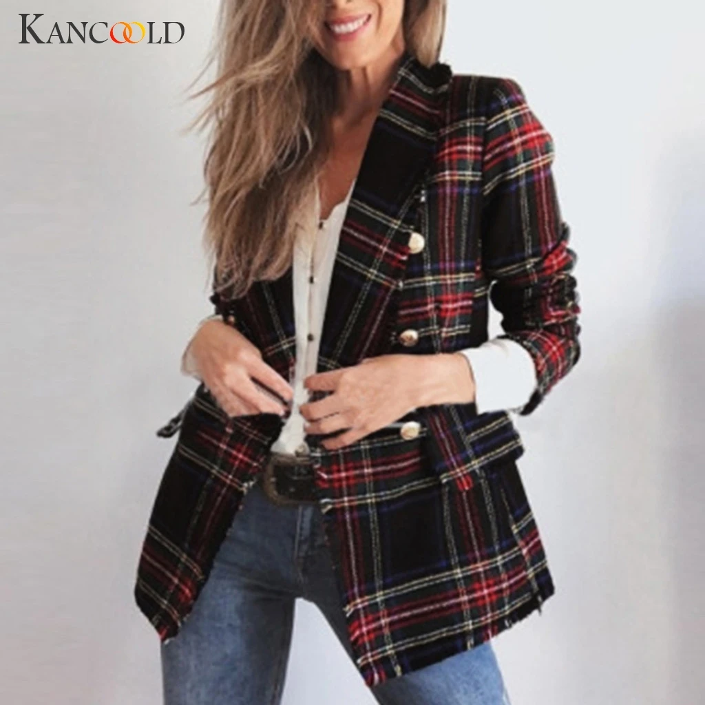 KANCOOLD пальто Женская осенне зимняя клетчатая двухсторонняя одежда с длинными