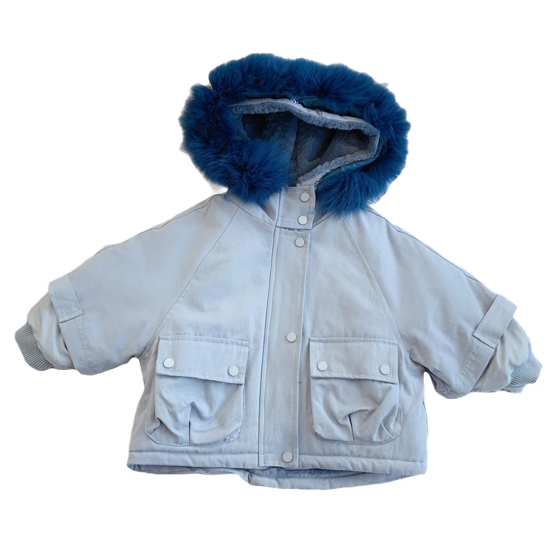 Sky blue Зимняя куртка, пальто, модная плотная теплая куртка для мальчиков и девочек 2-10 лет, верхняя одежда, пальто - Color: Sky blue