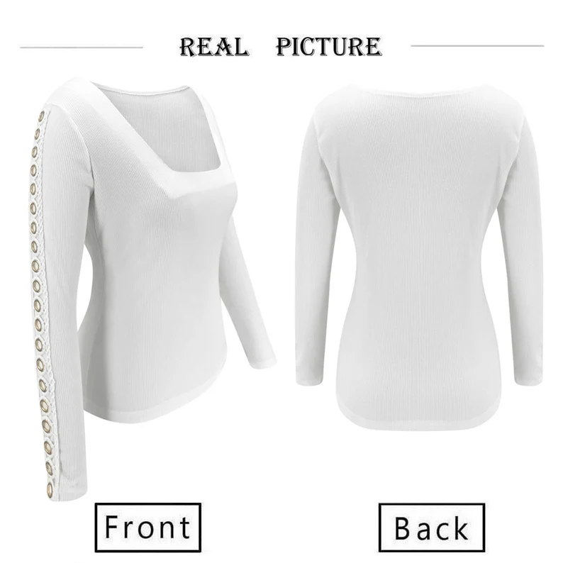Популярная модная сексуальная открытая футболка для женщин, женский пуловер, топ, облегающая Осенняя Повседневная облегающая футболка с длинным рукавом, топ для девочек, верхняя одежда