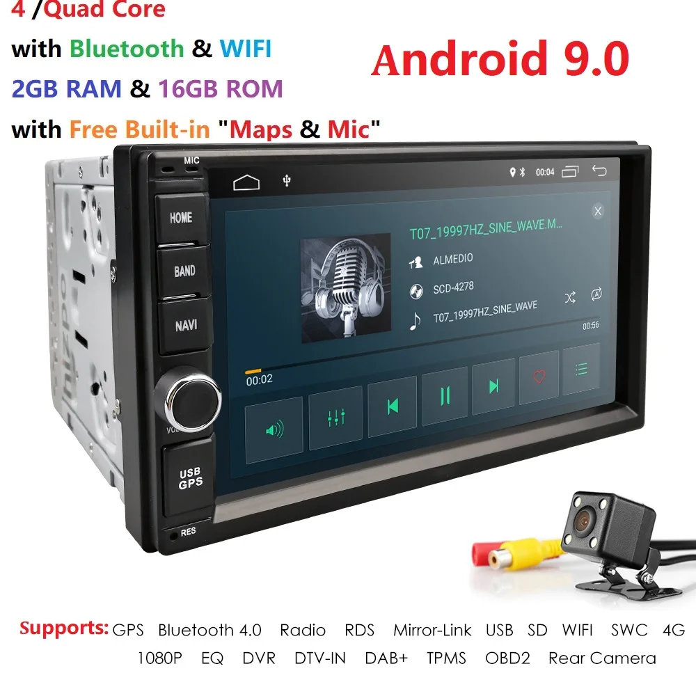 HIZPO 2 г оперативная память Din SD Android 8,1 автомобиль без DVD радио плеер " 1024*600 универсальный для Nissan vw gps навигации BT сзади камера