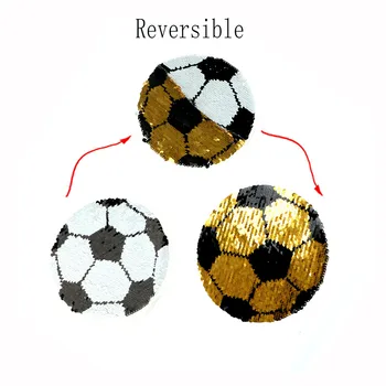 

1Pcs Change Color Sequins Sew On Patches Football Reversible Sequins Patch DIY Applique Crafts 19*19cm