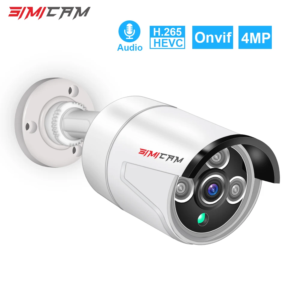 

H.265 4MP IP Camera POE Audio Record Security ONVIF Outdoor Waterproof IP66 CCTV Camera P2P Video Surveillance Home for POE NVR