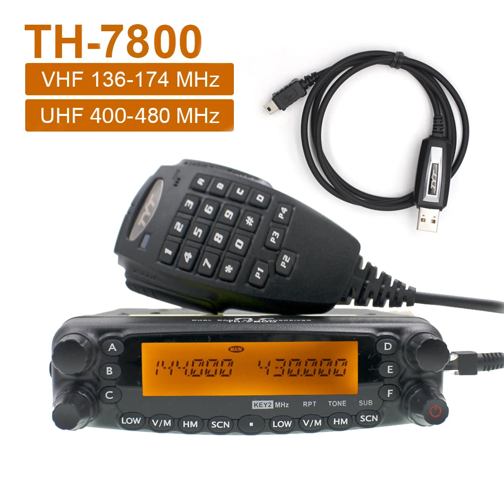 TYT TH-7800 Walkie Talkie 50W Dual Band 136-174 & 400-480MHz мобильная радиостанция Любительский