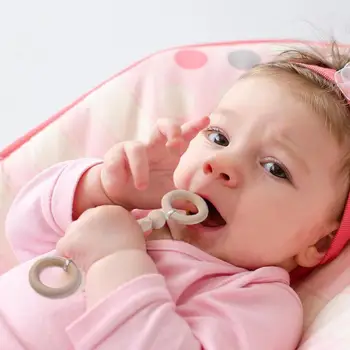 

Baby Care Montessori Toys Baby Teether Fashionable and Lovely Novelty Environmental Safety Wood Ring Chain Teething Training