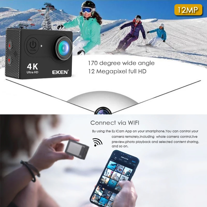 Камера для спортивной съемки EKEN H9R/H9 видеокамера шлема Ultra HD 4К 30 кадр/сек Wi Fi экран