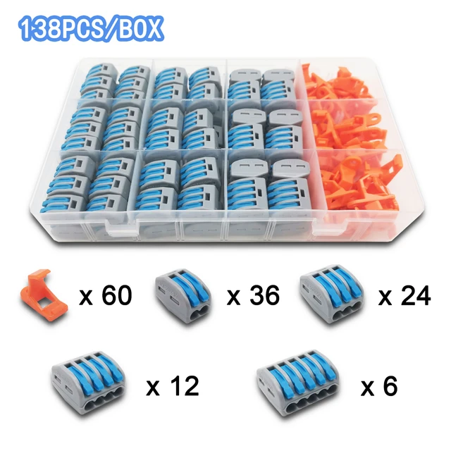 Mini Fast Boxed Wire Connector pin-222 Compact Conductor Spring Wiring Connector Conductor Push-in Terminal Block 138B