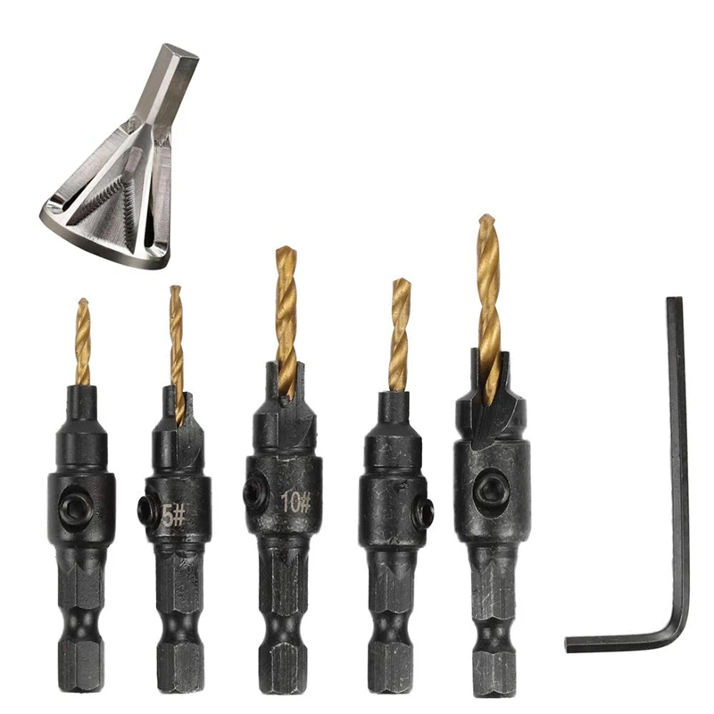 

Deburring External Chamfering Tool Deburring Tool,5Pcs Electric Hand Drill Tool Set Screw Hole Size Countersink Drill Set With 1