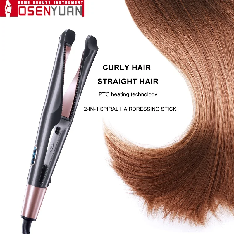 

Professional Hair Straightener 2 In 1 Spiral Straightening Curling Iron Fast Heating Ceramic Flat Iron Hot Sale Styling Tool