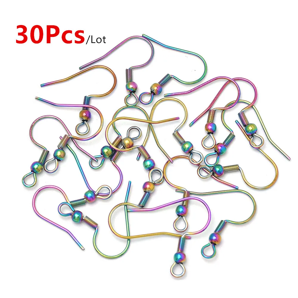 30pcs 316 Stainless Steel Rainbow colors Earrings Hooks For Earring Making Ear Hook Clasp for Jewelry Wires | Украшения и