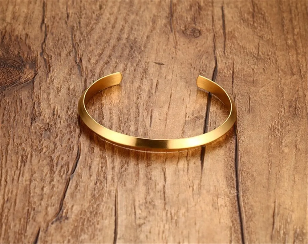gold color Регулируемые браслеты для пар мужчин и женщин Позолоченные из нержавеющей стали модные ювелирные аксессуары подарок на день рождения - Окраска металла: gold color