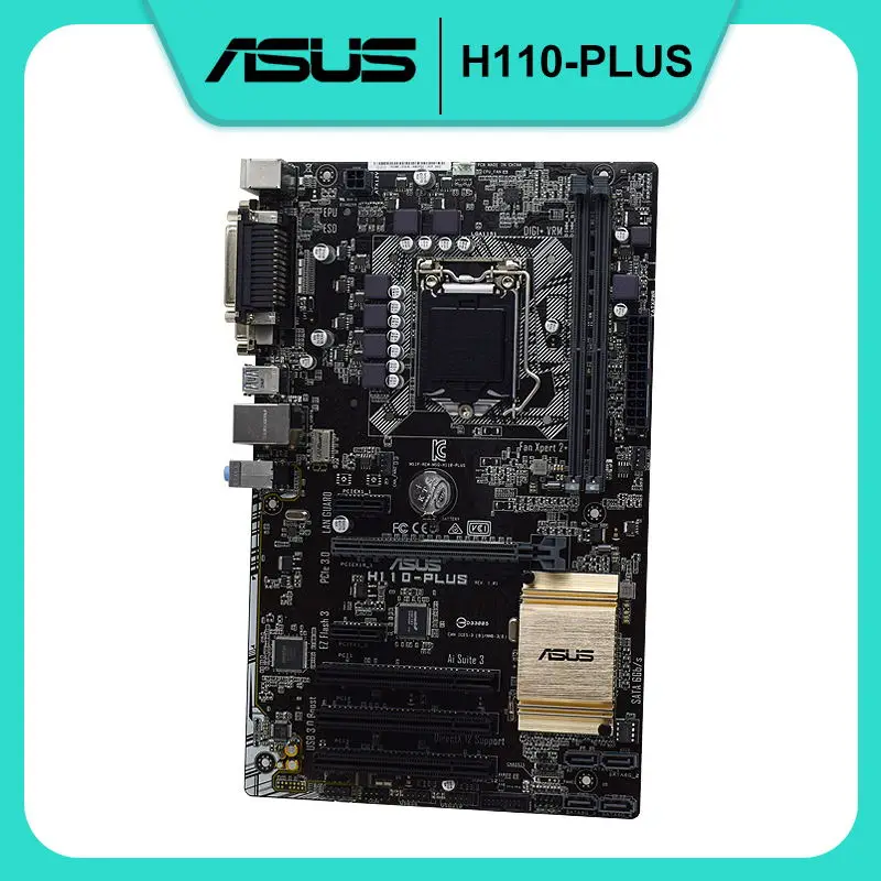 ASUS H110-PLUS LGA 1151 Intel H110 DDR4 32GB Support Core i3 i5 i7 Cpus VGA DVI USB3.0 SATA3 PCI-E X16 ATX Desktop Motherboard | Компьютеры