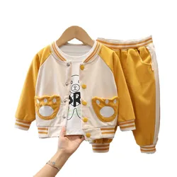 Roupas de desenho animado para bebês, roupas com desenho animado para meninos e meninas, jaqueta e calças 3 tamanhos