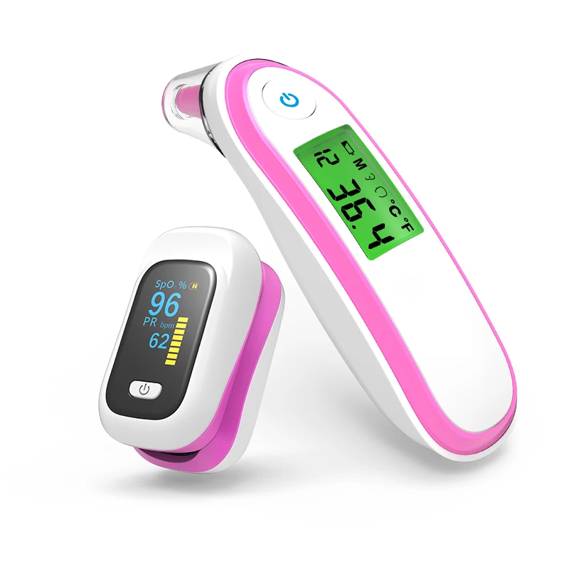 New Model Pink BOXYM инфракрасный термометр для ушей и лба и медицинский Пальчиковый Пульсоксиметр SPO2 PR oximetro de dedo для домашнего здоровья - Цвет: New Model Pink