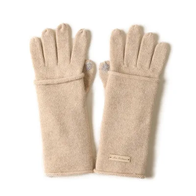 beige Сенсорный экран Зима 100 вязаные теплые перчатки из кашемира дамы подарок небольшой бахромой элегантный - Цвет: beige
