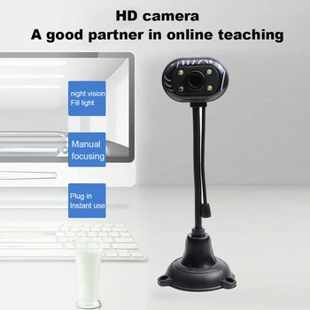 

480P Manual Adjustable Focus 4-LED HD Webcam With Microphone For Desktop Laptop Computer Web Camera Class Online Learning
