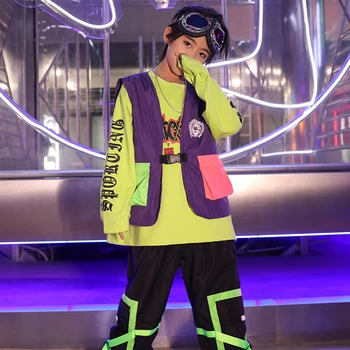 

Jazz Dance Costumes For Kids Autumn & Winter Performance Stage Clothing Boys And Girls Hip Hop Suit Street Dancewear DQL3147