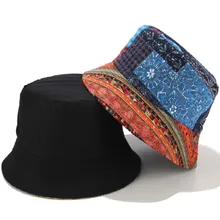 Ретро опракидывающая шляпа-ведро Двусторонняя одежда хлопок Лето Винтаж Женская шляпа отдых пляжная Панама плоский Топ Женская Солнцезащитная шляпа Боб