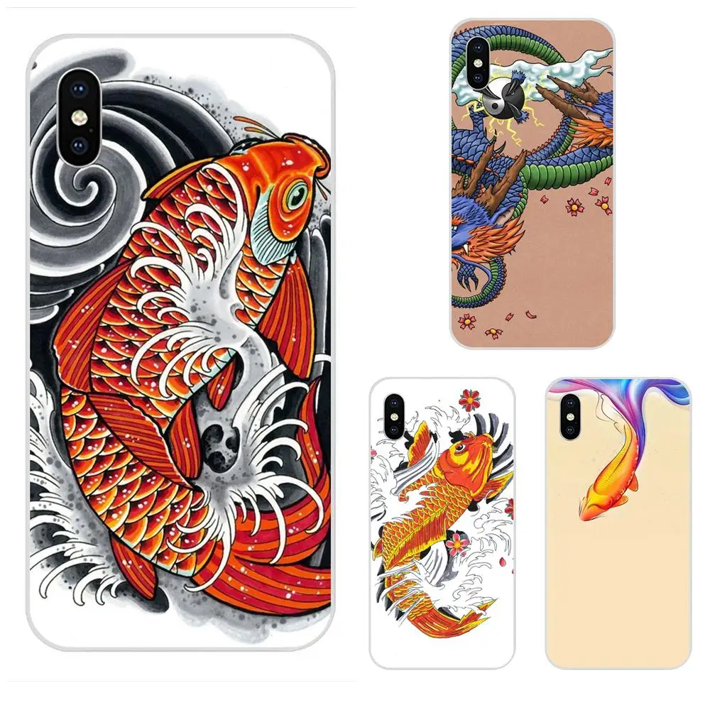 

For Apple iPhone 4 4S 5 5C 5S SE 6 6S 7 8 Plus X XS Max XR Cell Case Japanese Tattoo Koi Fish