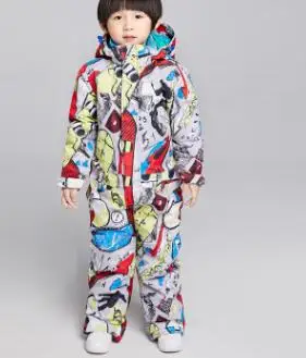 Зимний-30 температурный детский лыжный костюм, Детский водонепроницаемый теплый зимний комплект для мальчиков и девочек, сноуборд, детский спортивный костюм для сноуборда - Цвет: 4