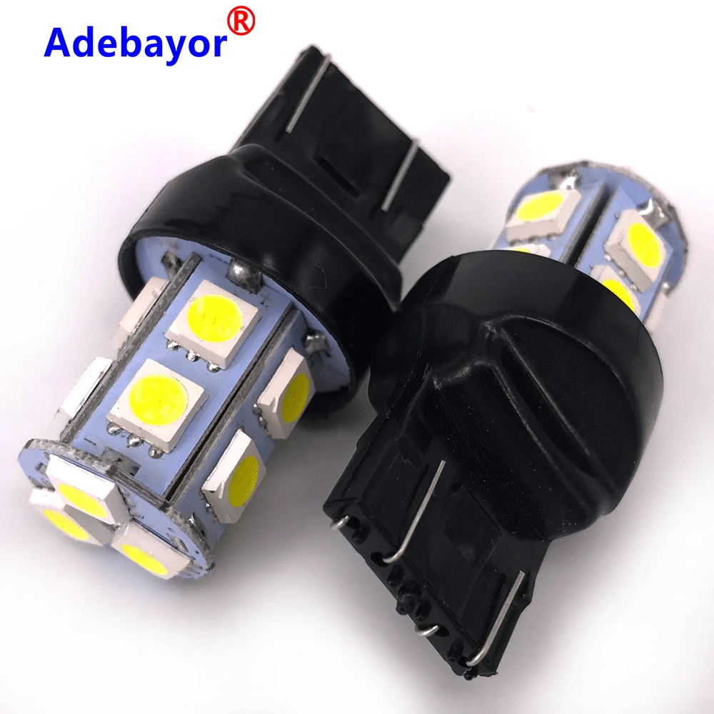 100 шт. большая акция T20 W21/5 W 7443 13 SMD 5050 светодиодный чистый белый автомобильный светильник, источник тормоза, стояночный обратный светильник, лампа DC12V