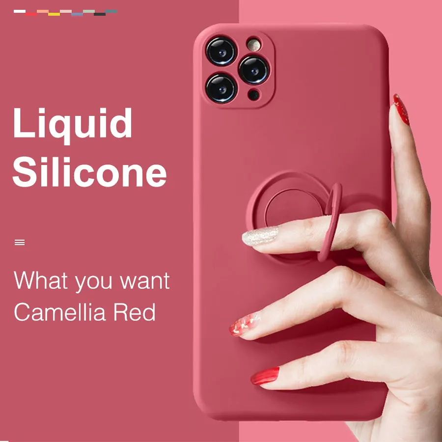 Liquid Silicone Magnetic Holder Phone Case For iPhone 11 Pro SE XS max XR X 8 7 6s 6 Plus Stand Finger Ring Bracket Cover | Мобильные