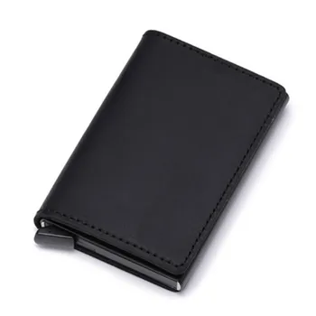 

2020 Mini Slim Wallet Unisex Metal Blocking Credit Card Holder With RFID Cowhide Leather Slim Vintage Non-scan Wallet Dropship