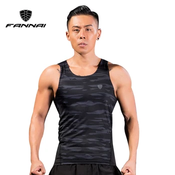 FANNAI – t-shirt sans manches pour homme, vêtement de sport, Jogging, course à pied, Compression 1