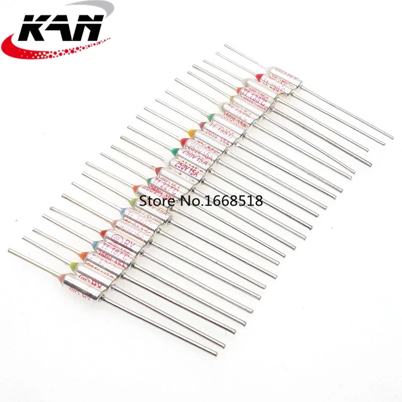100pcs TF Thermal Fuse RY 10A 15A 250V Temperature Control Thermostat Switch 73C 133C 142C 157C 172C 185C 192C 216C 240C Degree