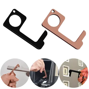 

1/2/5PCS Press Elevator Button Antimicrobial EDC Door Opener Prevent Virus Non-Contact Alloy Door Button Open Tool Door Handle