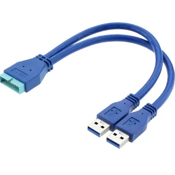 

2 Ports USB 3.0 Type A Male to USB 20 Pin Header Connector Cable Adapter 25cm