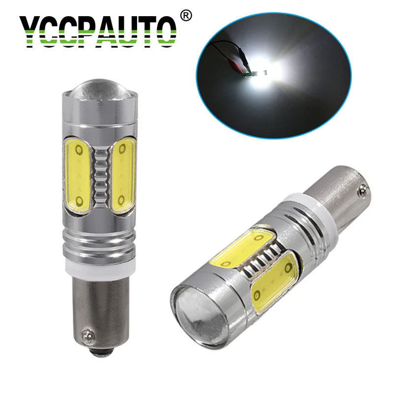 YCCPAUTO из 2 предметов BA9S BAX9S BAY9S H21W светодиодный фонари заднего хода автомобиля T4W H6W COB 7,5 Вт светодиодные лампы белый автоматического резервного копирования Авто Боковой габаритный фонарь DC12V