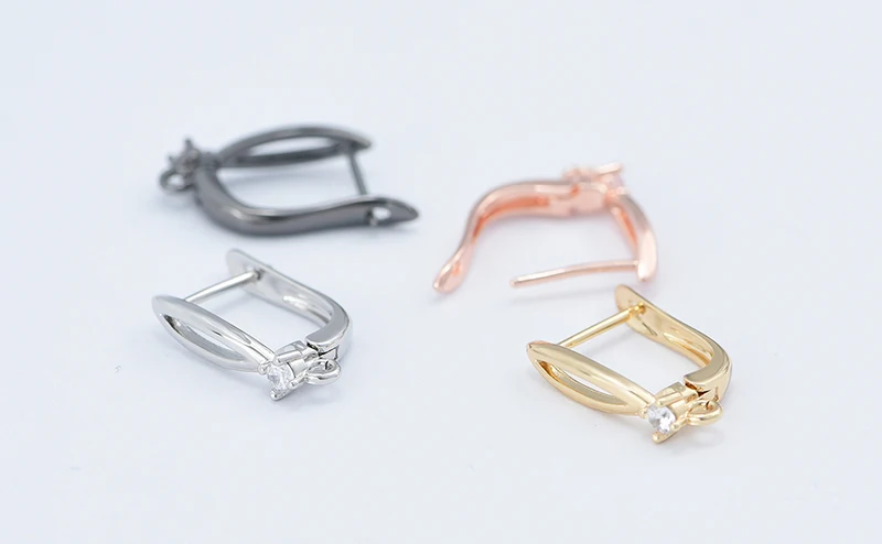 Neue DIY Ohrringe Verschlüsse Haken für Frau hand gefertigten Schmuck machen Accessoires Gold Farbe Messing Zirkon Ohrringe Haken – Detail 6