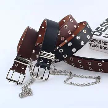 

Women Belt Imitation Leather Pin Buckle Waistband Punk Jeans Shorts Decorative