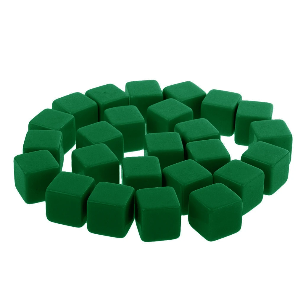 25pcs Standard Size Blank Dice D6 Six Sided RPG Gaming Dice 16mm/0.62'' Gift