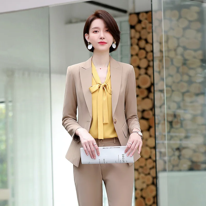 

Apricot Fashion WOMEN'S Suit 2019 Spring Autumn Hong Kong Flavor Suit Dress Outfit White Collar Elegant Suit Two-Piece Set