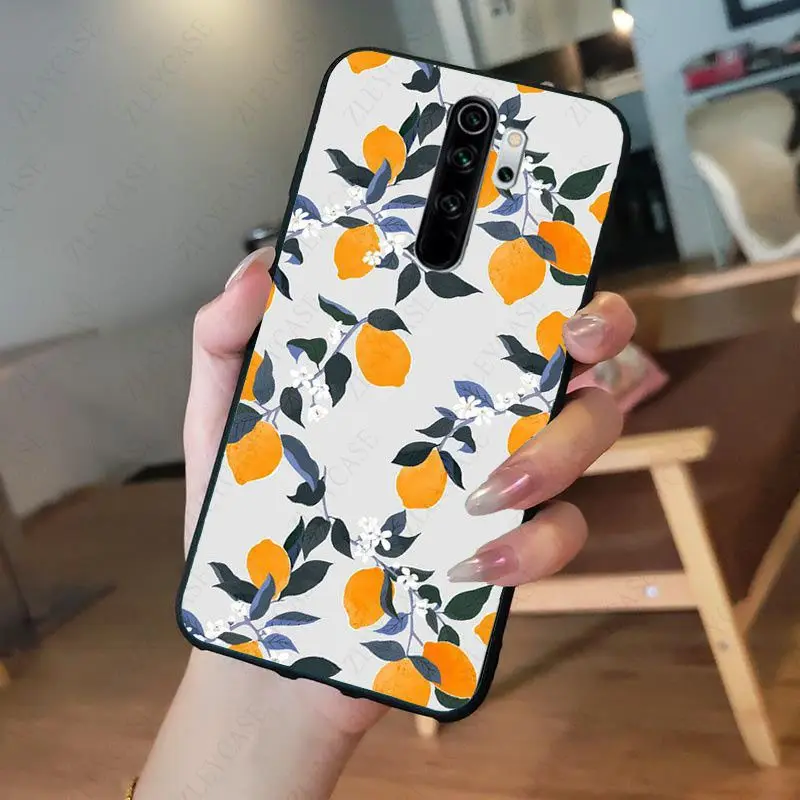 Summer green leaves fruit lemon peach pomegranate grapes Phone Case for redmi note8pro 7 note5 note6pro 7A 8A 8T note9s note9pro xiaomi leather case glass Cases For Xiaomi