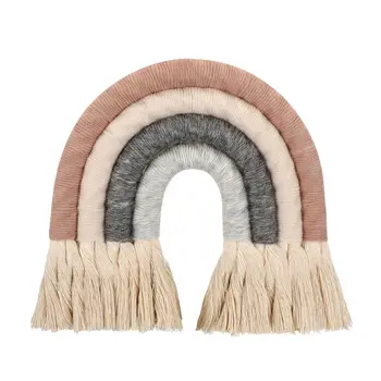 

INS Nordic Home Weaving Rainbow Tapestry Cotton Hand-Woven Color Ornaments Children'S Room Decoration Tassel Wall Hanging