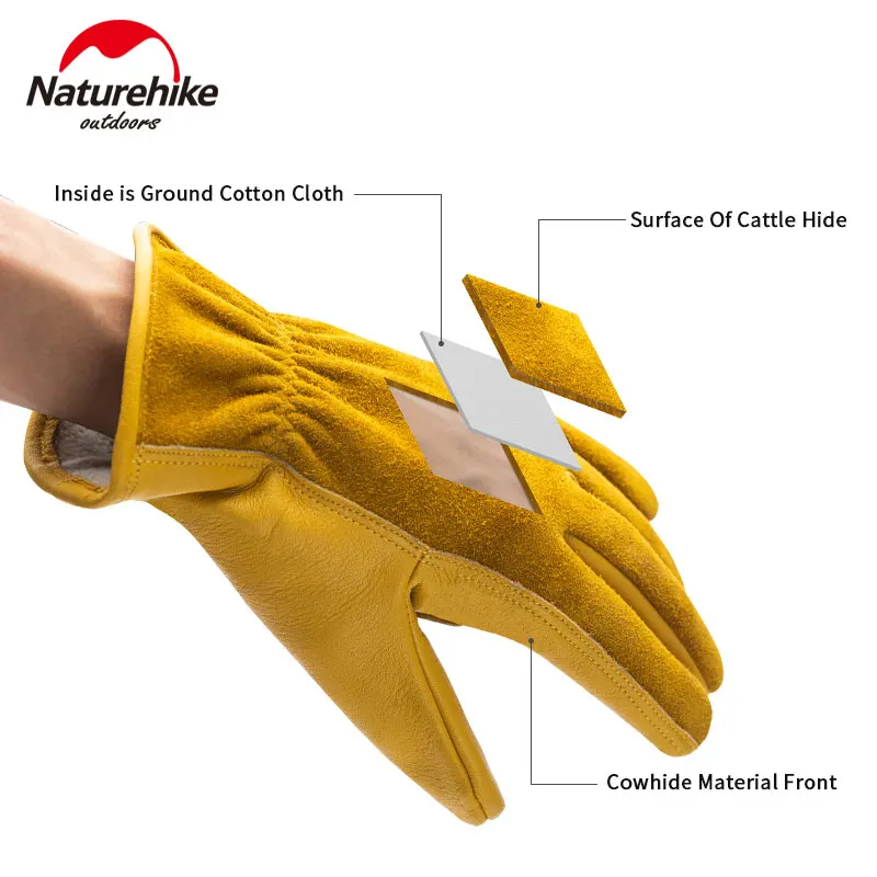 Naturehike Outdoor cowhide labor insurance wear-resistant working camping leather gloves