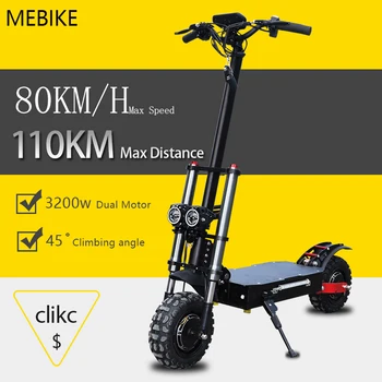 

Powerful Electric Scooter Off Road 11inch 3200W 60V Dual Motor with 26 Ah Lithium Battery 80 km/h Electric Skateboard for Adult