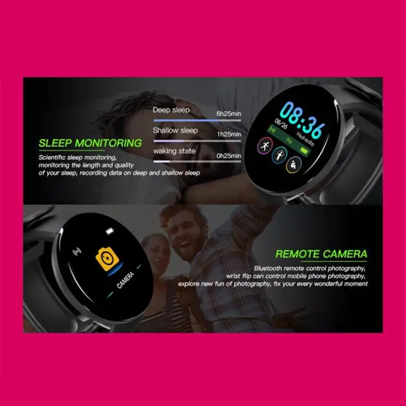 D18S Smart Watch Round Blood Pressure Heart Rate Monitor Women Fitness Tracker SmartWatch Android IOS Men Fashion Electron Clock