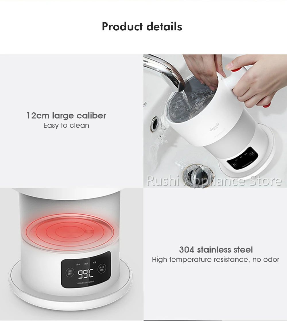 Xiaomi Deerma 0.6L складной электрический чайник с ЖК-дисплеем Портативный Ручной Электрический чайник с защитой от автоматического отключения DH206
