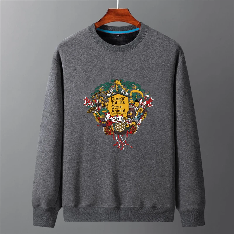 Мужской Повседневный пуловер с принтом собаки, флисовый пуловер большого размера, коллекция года, осенние толстовки размера плюс 8XL 9XL HX202 - Цвет: grey 5