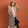 ARTKA 2022 Winter New Women Woolen Coat Retro Plaid Lambswool Warm Woolen Coat Long Loose Lapel Outwear For Women FA10191D ► Photo 2/6
