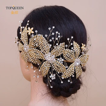 

TOPQUEEN HP252-G Luxury crystal bridal headband for wedding pageant crowns rhinestone bridal headpiece flower headband for women