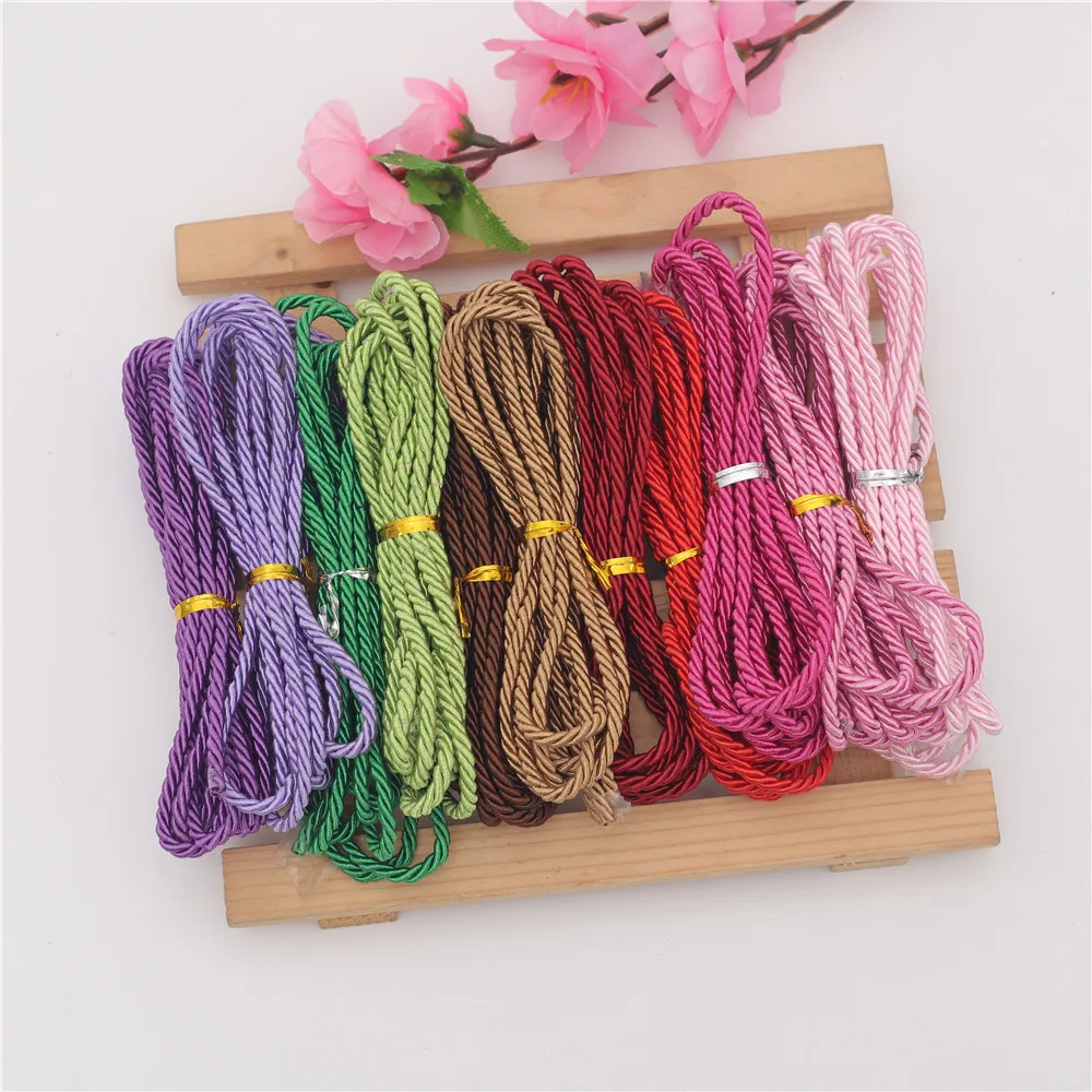 FASMILEY DIY Cord Jewelry Findings 3mm Braided Rope Multi Solid Color Twisted Thread DIY Accessories String Supplys 20m DS217