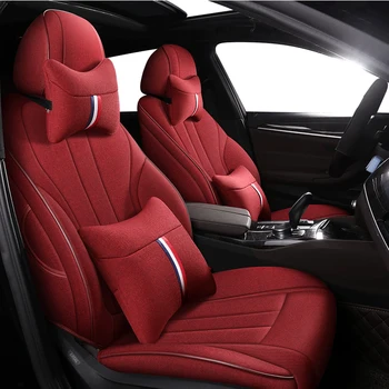 

KADULEE Custom FLAX car seat cover set For SsangYong Rodius ActYon Rexton Chairman Kyron Korando Tivolan Automobiles Seats cars