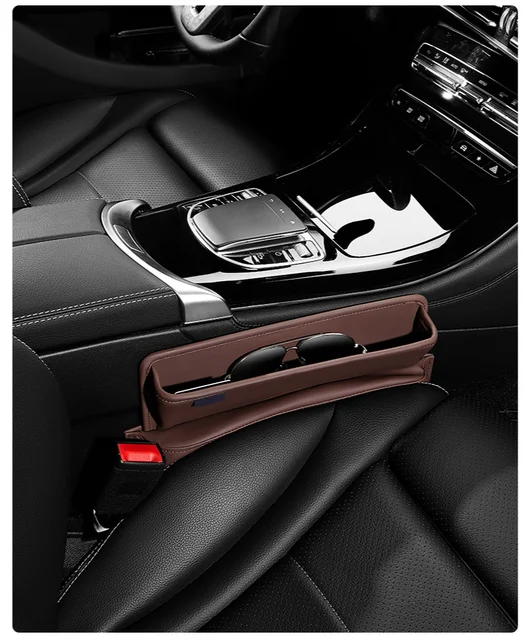 Kisfun Car Seat Gap Filler - 2 Pack PU Leather Organizer For Phones, Keys, Cards | Prevents Stuff Falling Between Seats - View #2