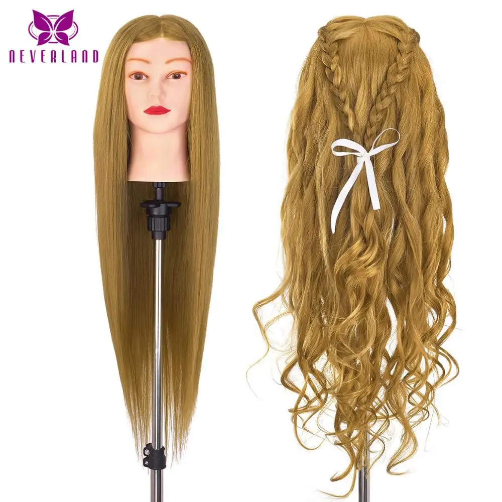 

NEVERLAND Salon 22'' Training Mannequin Head With 100% Human Hair Gold Hairdressing Doll Dummy Heads For Hairstyles Hairdressers