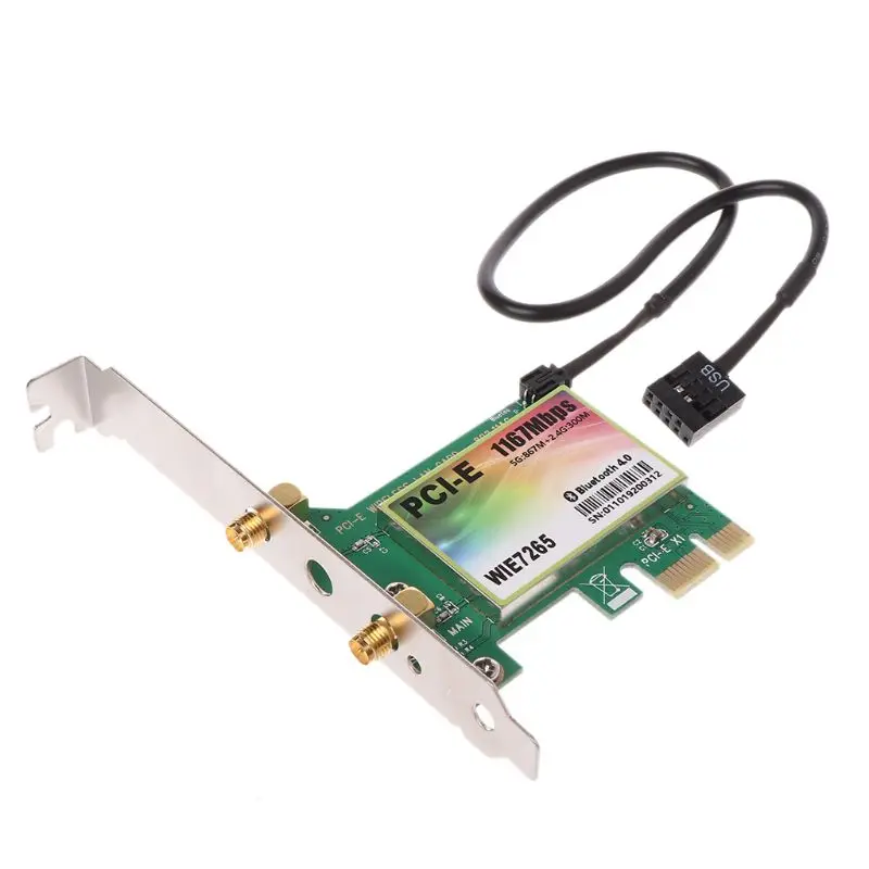 1 комплект 1200 Мбит/с беспроводная WiFi сетевая карта Bluetooth 4,0 двухдиапазонный PCI-Express адаптер настольная карта